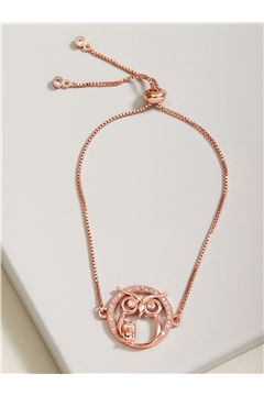 Owl Rose Gold Cubic Zirconia Bracelet