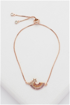 Rainbow Charm Rose Gold Cubic Zirconia Bracelet