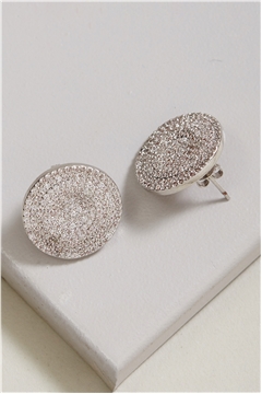 Circle Silver Cubic Zirconia Stud Earrings
