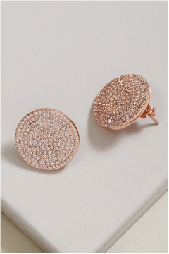 Circle Rose Gold Cubic Zirconia Stud Earrings