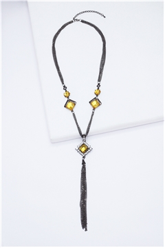 Citrine Gemstone Tassel Necklace