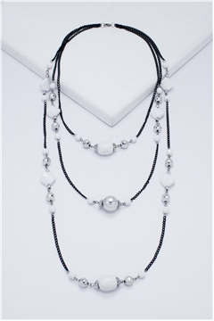 Milky Mirage Beads Layered Necklace