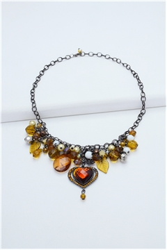Sunburst Glass Beads Statement Necklace