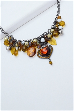 Sunburst Glass Beads Statement Necklace