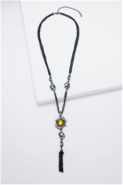Topaz Gemstone Pendant Tassel Necklace