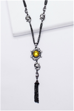 Topaz Gemstone Pendant Tassel Necklace