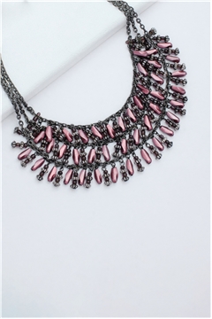 Pink Bead Chandelier Neclace