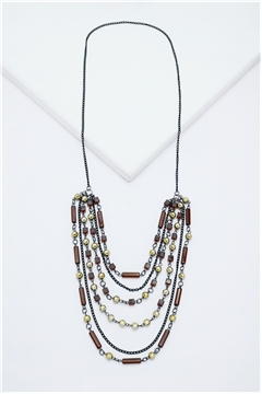 Ginger Glass Bead Layered Necklace