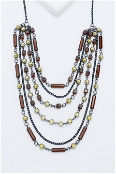 Ginger Glass Bead Layered Necklace