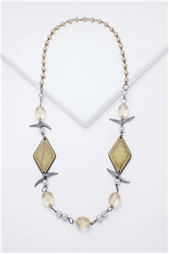 Diamond Bead Glass Stone Necklace