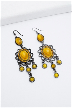Amber Gemstone Drop Earrings
