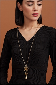Star-Light Gold Pearl Drop Necklace