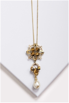 Star-Light Gold Pearl Drop Necklace