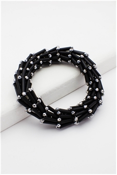 Matt Black Spiral Crystal Bracelet