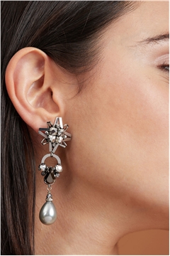 Silver-Striking Pearl Drop Earrings
