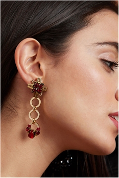 Spacial-Red Starry Dangle Earrings