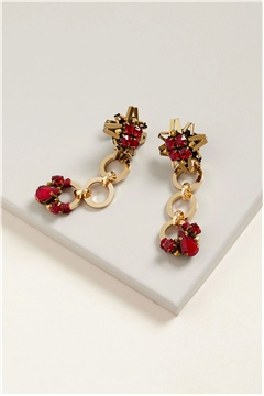 Spacial-Red Starry Dangle Earrings