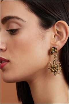 Meteor-Gold Crystal Drop Earrings