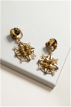 Meteor-Gold Crystal Drop Earrings