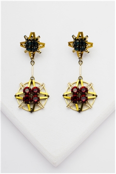Midnight Celestial Ruby Dangler Earrings