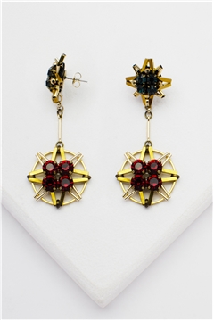 Midnight Celestial Ruby Dangler Earrings