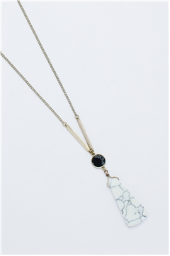 White Turquoise Stone Marble Bar Pendant Necklace