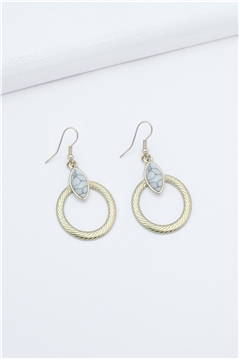 White Stone Gold Hoop Earrings