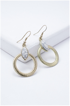 White Stone Gold Hoop Earrings