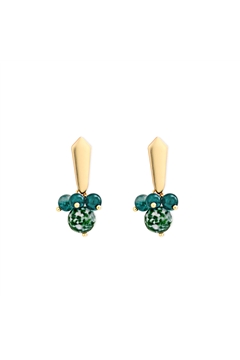 Trinkly Emerald Bead Stud Earrings