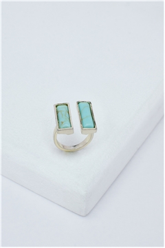 Twin Turquoise Bar Marble Ring