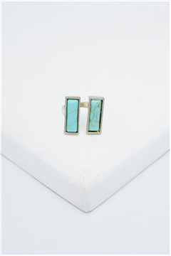 Twin Turquoise Bar Marble Ring