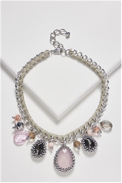 Rose Crystal Charms Bib Necklace
