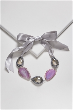 Love Shine Agate Crystal Tie Up Bib Necklace