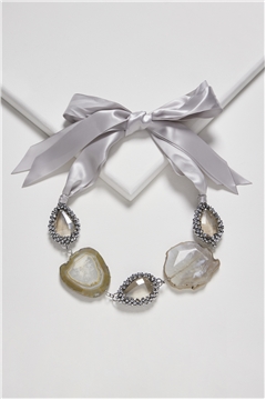 Party On The Coast Agate Crystal Tie Up Bib Necklace