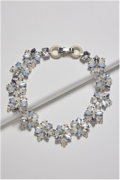Wishes on the Wind White Crystal Floral Bib Necklace