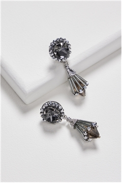 Black Spade Crystal Cone Drop Earrings