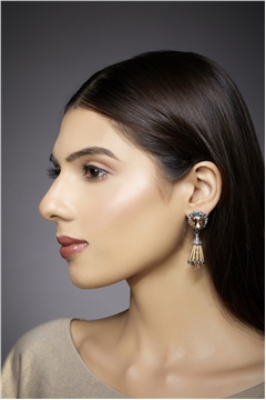 Gold Spade Crystal Cone Drop Earrings