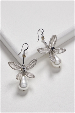 Gleaming My Way Floral Pearl Drop Earrings