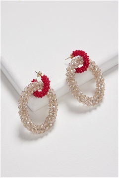 Shimmery Subtles Champagne Red Crystal Double Hoop Earrings