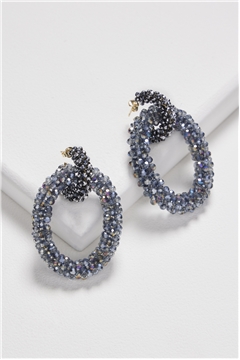 Dance All Night Blue Silver Crystal Double Hoop Earrings