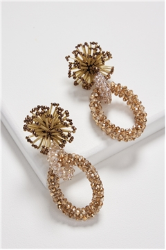Drop The Stage Champagne Flower Burst Double Hoop Earrings