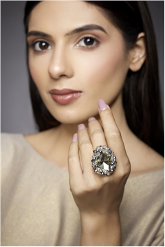 Charms of The Night Champagne Crystal Statement Ring