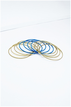SET OF 12 BLUE GOLD BANGLES