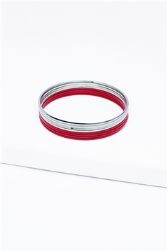 Set Of 8 Red Silver Bangles