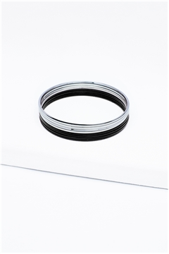 Set Of 8 Black Silver Bangles