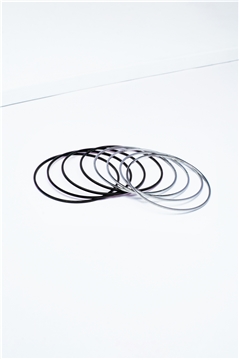 Set Of 8 Black Silver Bangles