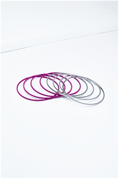 Set Of 8 Pink Silver Bangles