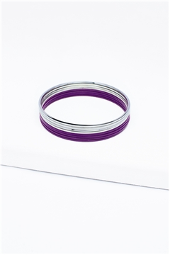 Set Of 8 Purple Silver Bangles