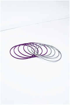 Set Of 8 Purple Silver Bangles