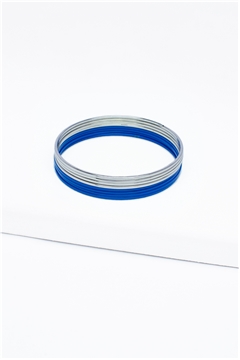 Set Of 8 Blue Silver Bangles